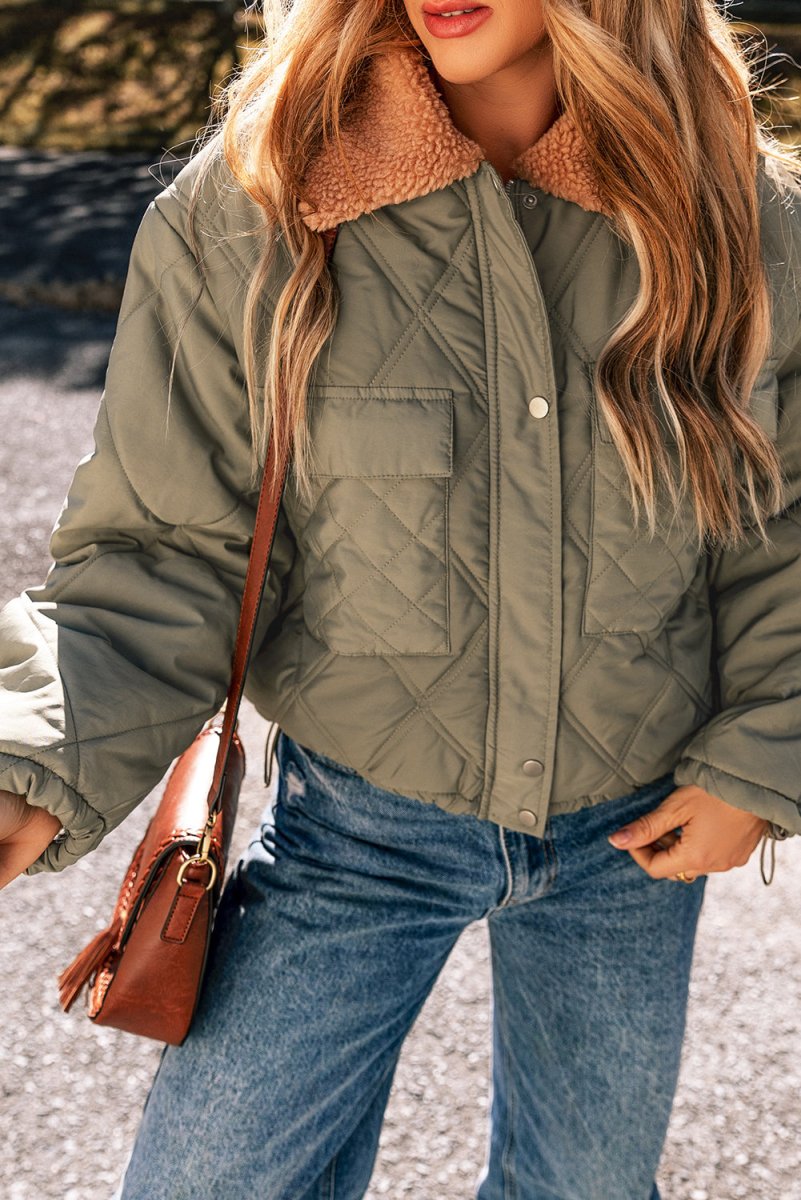 Army Green Quilted Puffer Jacket - Bazaare Mart