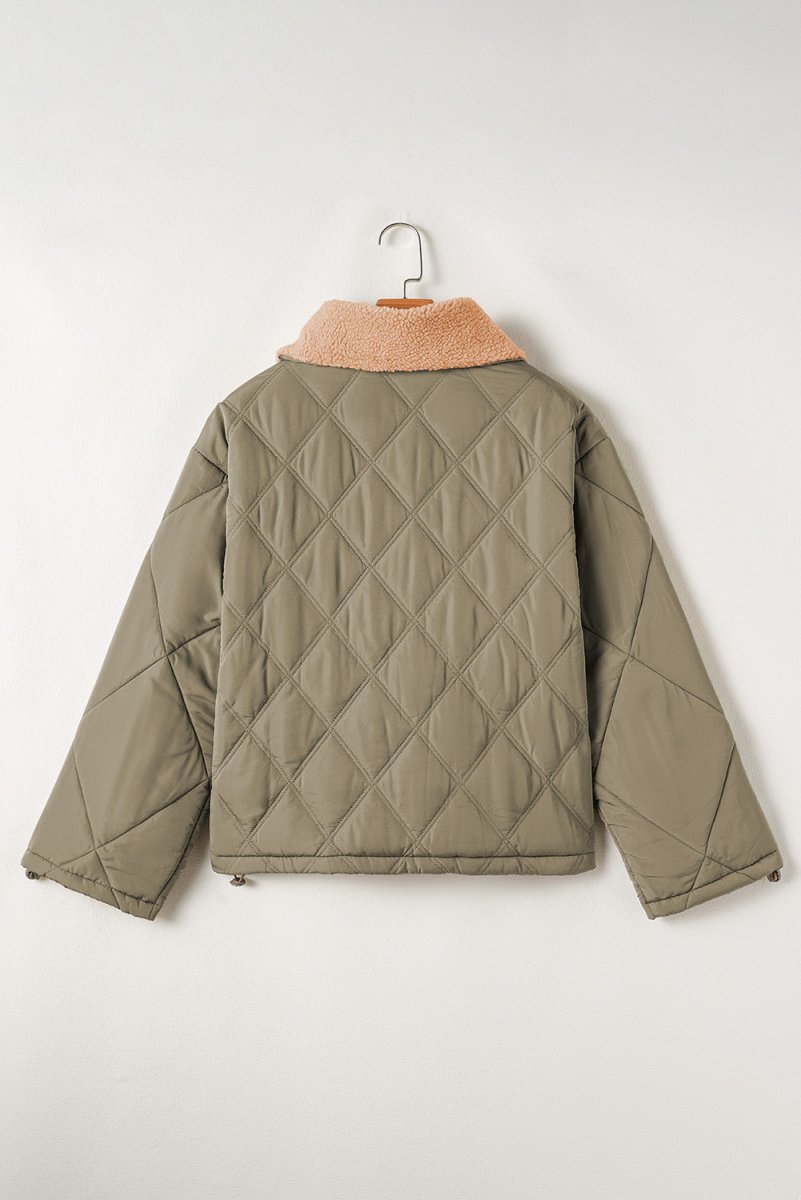 Army Green Quilted Puffer Jacket - Bazaare Mart