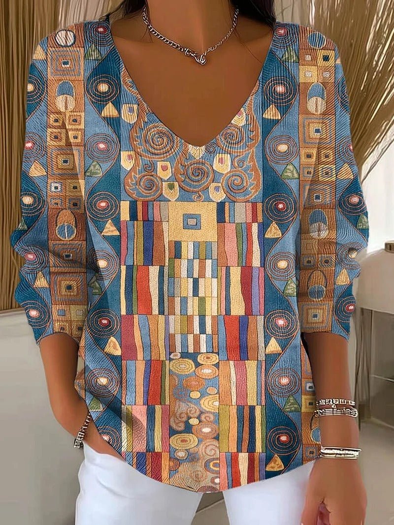 Autumn 3/4 Sleeve V - Neck Knit Top - Bazaare Mart