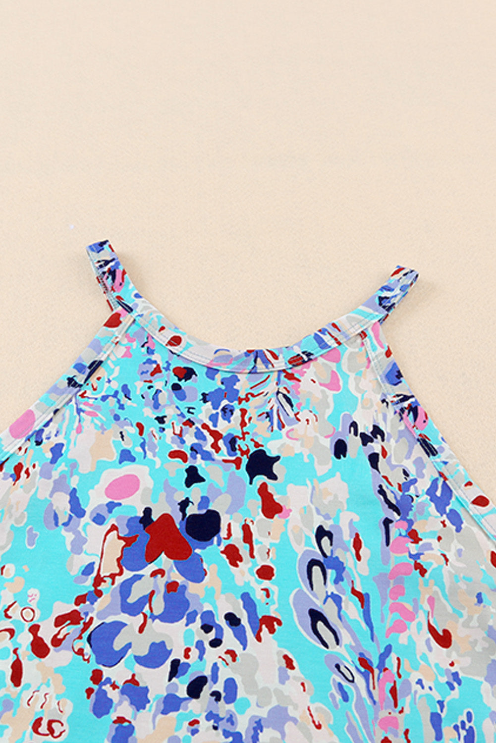 Multicolor Floral Print Round Neck Plus Size Tank Top