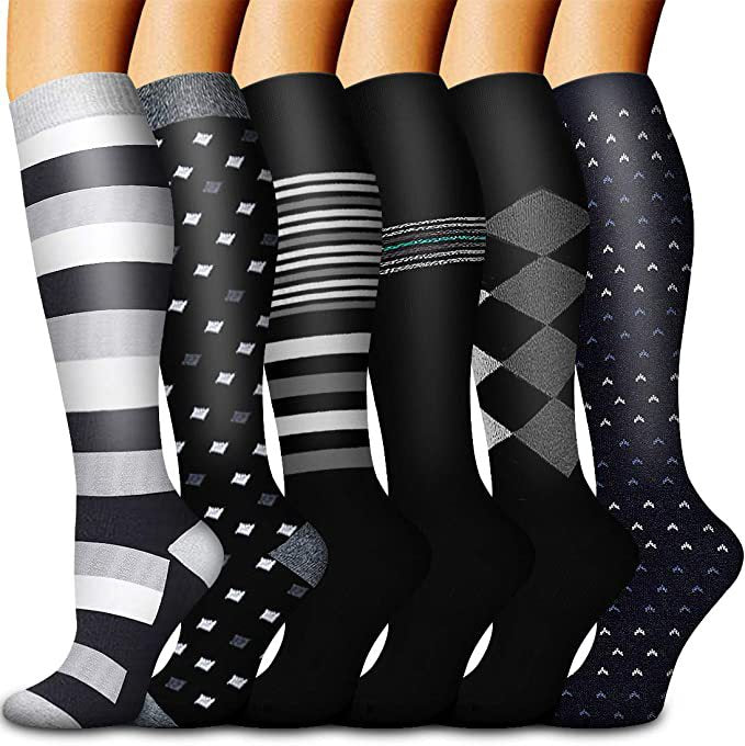 B&W Knee High Compression Socks