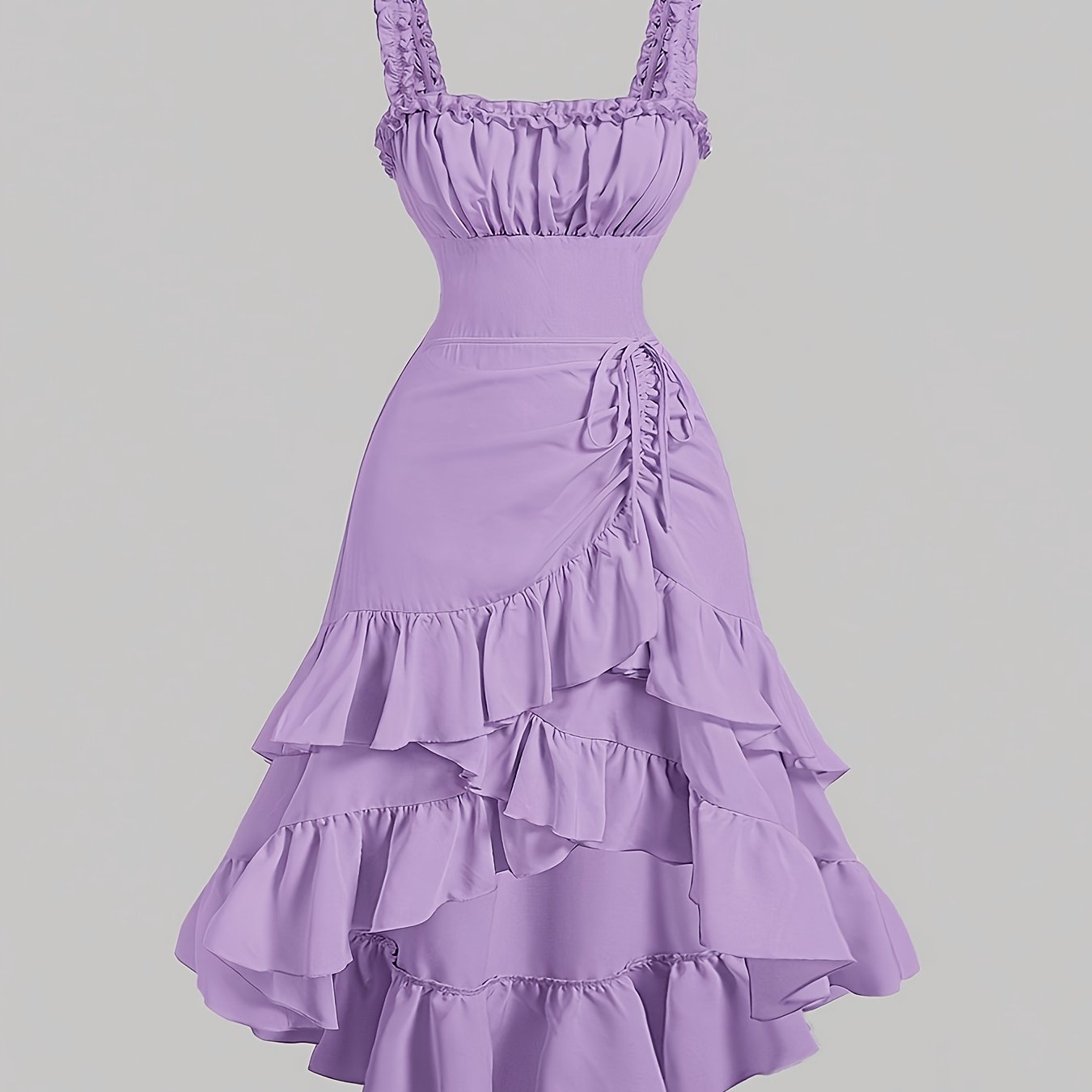 Romantic Multi-Layer Vintage Ruffled Hem Dress