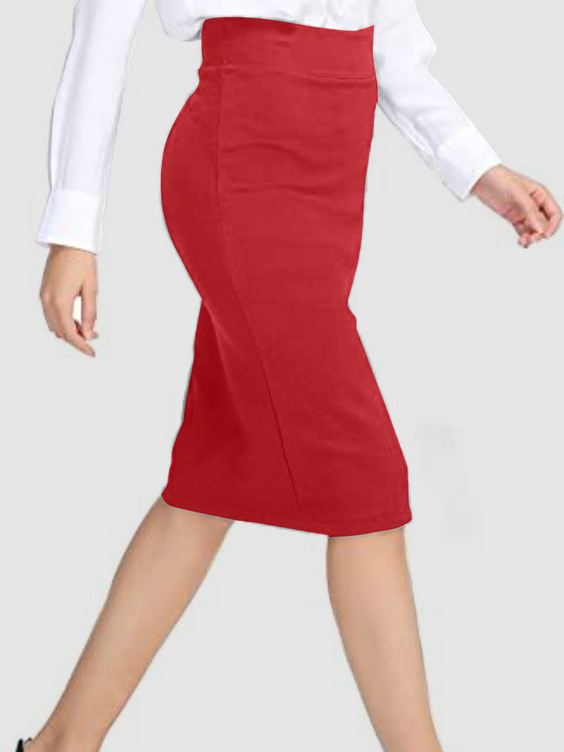 High Waist Pull On Pencil Skirt