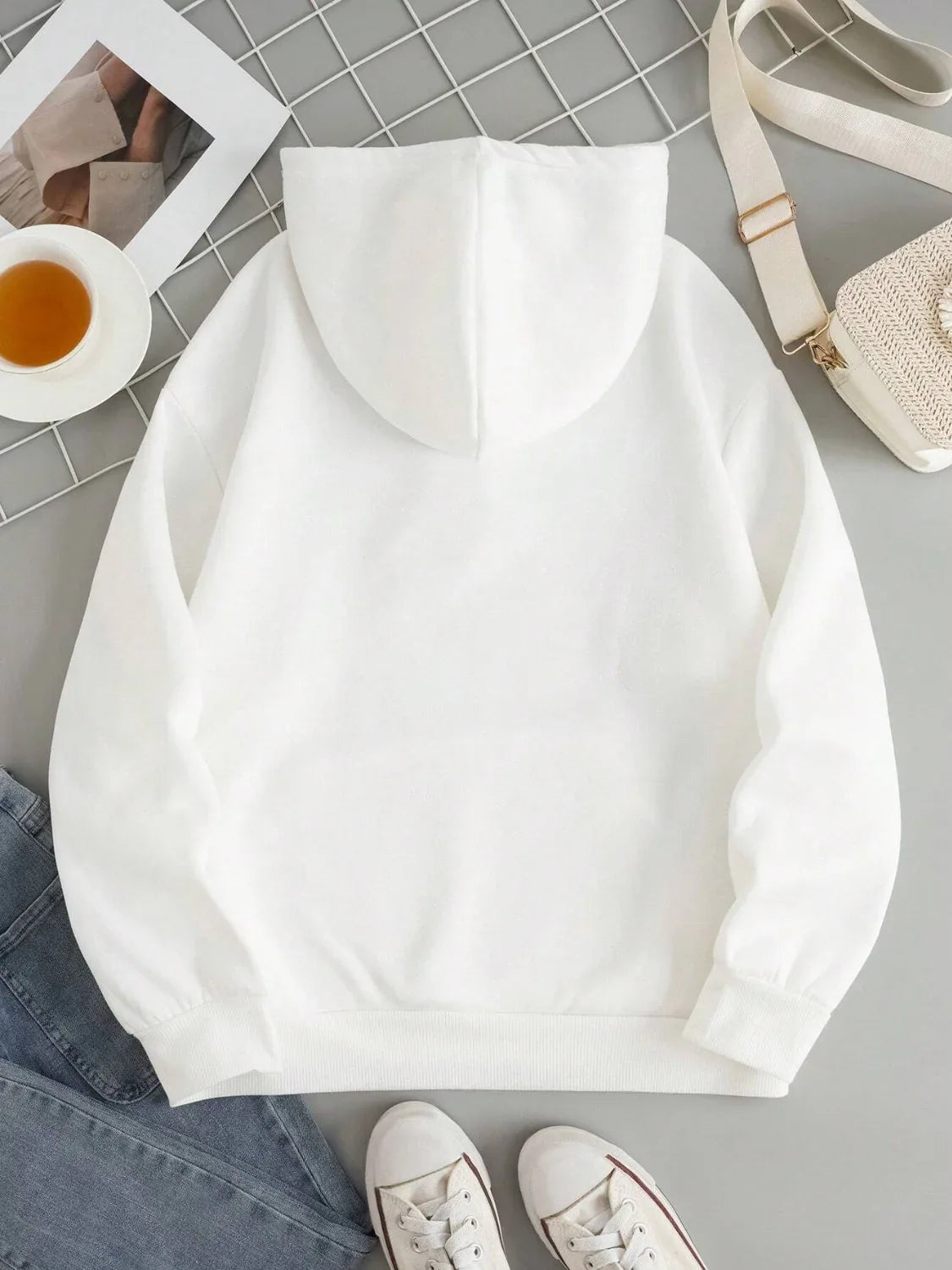 Plain Dropped Shoulder Hoodie Trendsi Drawstring Dropped Shoulder Hoodie