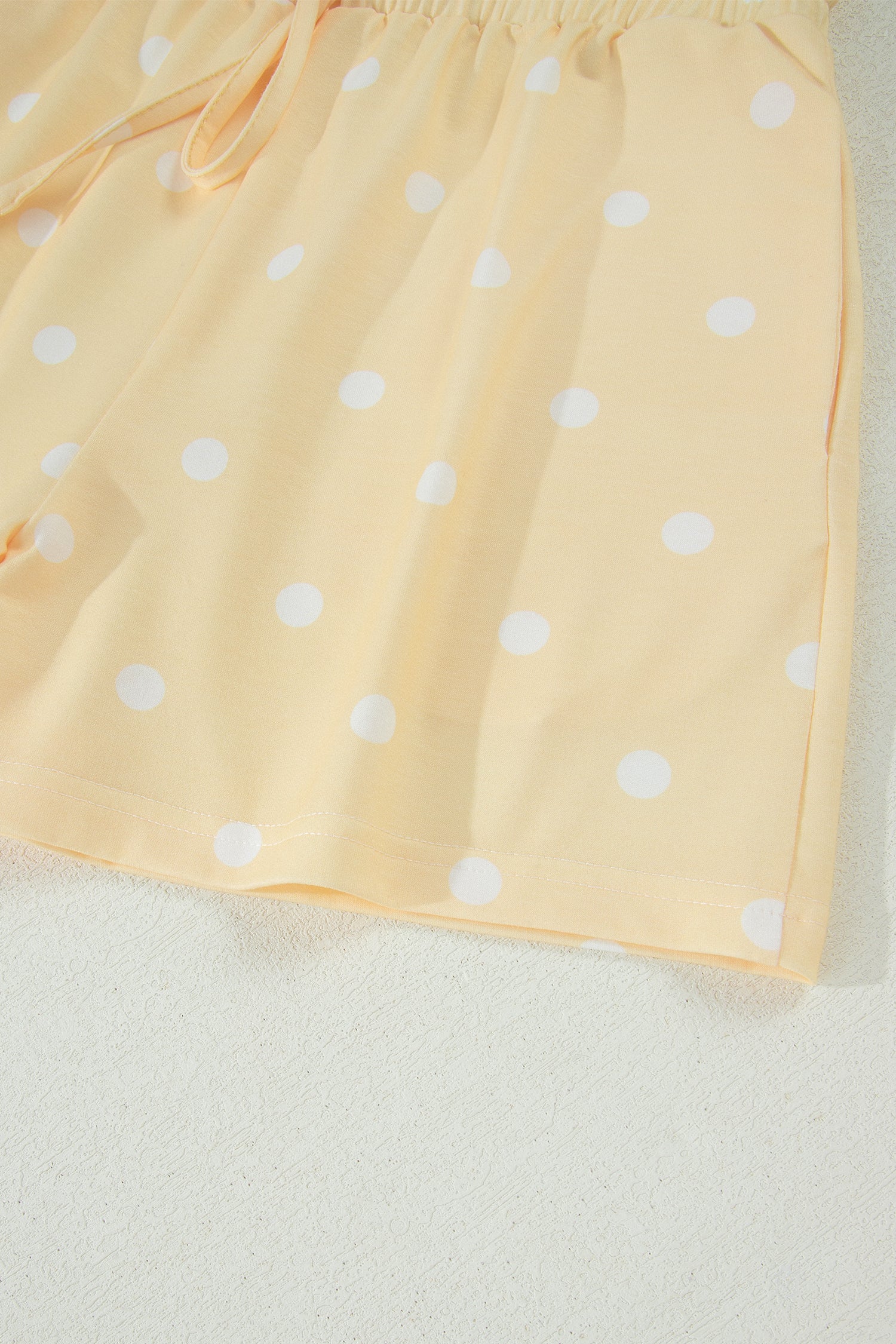 Women’s Polka Dot Shorts Set – Exposed Seam Tee & Drawstring Shorts Outfit Dear-Lover Dropshipping Two Piece Sets/Short Sets