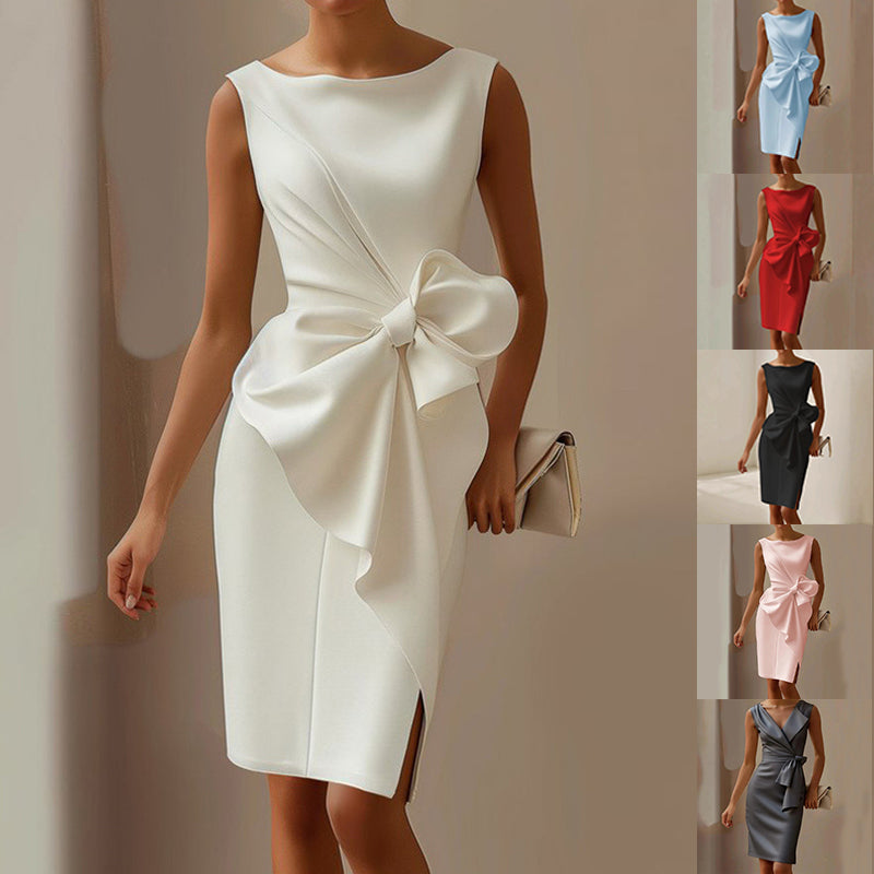 Elegant Slim Sleeveless Big Bow Dresses CJ Dropshipping Sleeveless Pencil Dress