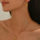 18K Gold Plated DaintyFloral Jewelry Set Bazaare Mart Gold Earrings and Necklace Set