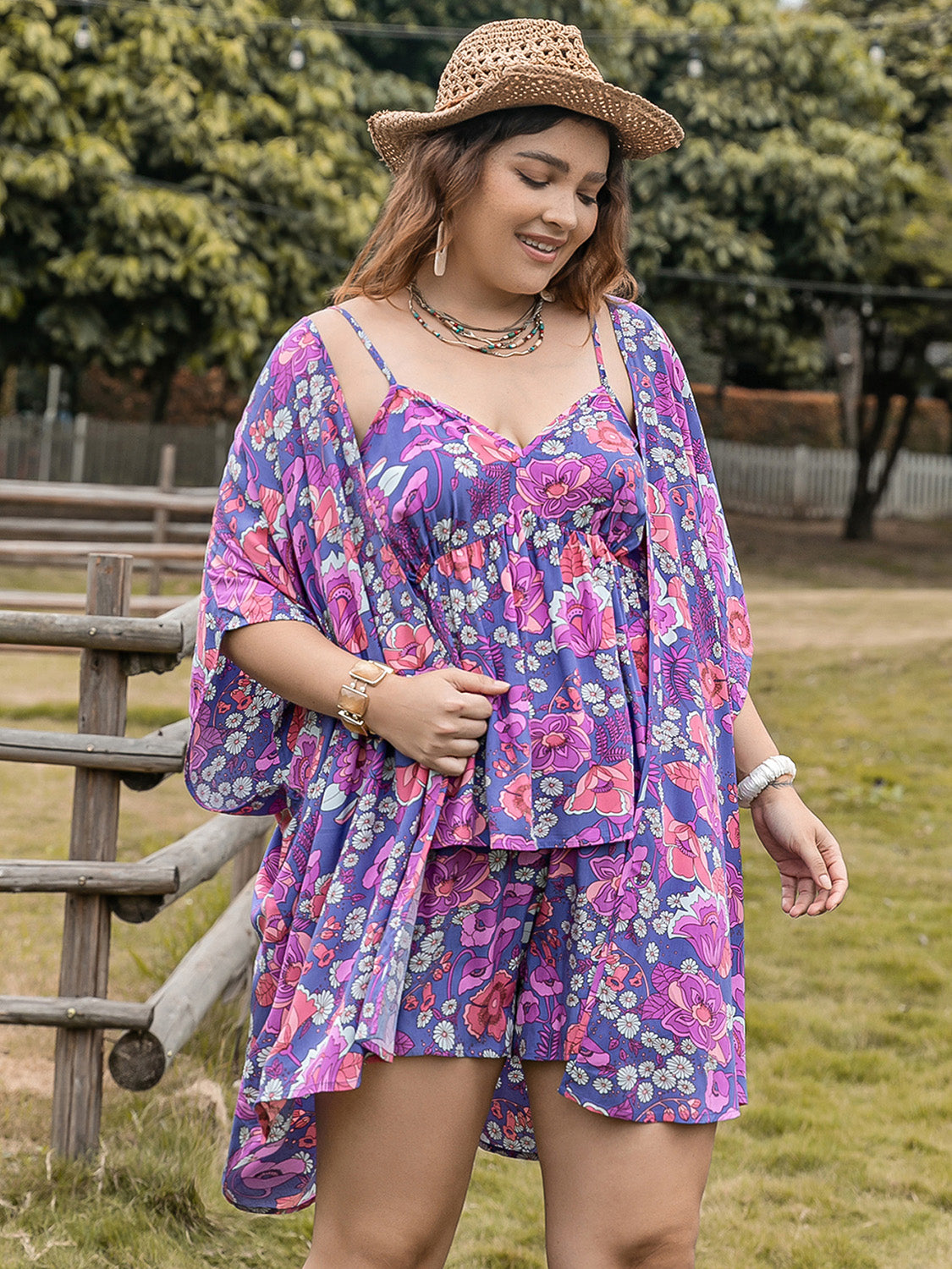 Plus Size Floral PJ Shorts Set