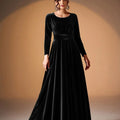 Elegant Velvet Long Sleeve Evening Gown Black Bazaare Mart Velvet Long Sleeve Maxi Dress