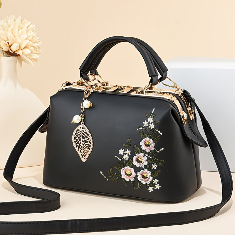 Elegant Floral Embroidered Handbag