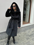 Long Hooded Coat For Women Black Bazaare Mart Faux Fur Hooded Full Length Coat