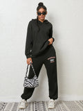 Graphic Hoodie and Sweatpants Set Black Bazaare Mart Graphic Hoodie and Sweatpants Set