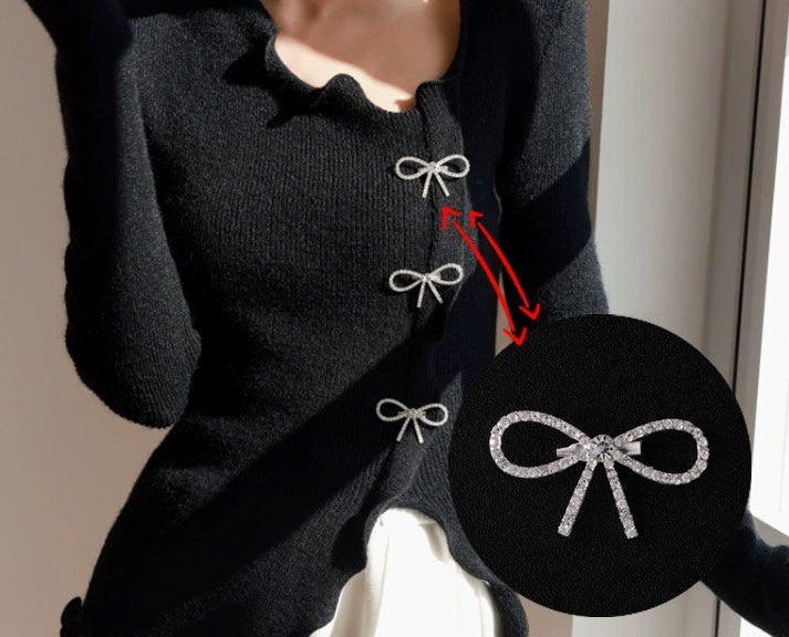 Rhinestone Bow Brooch