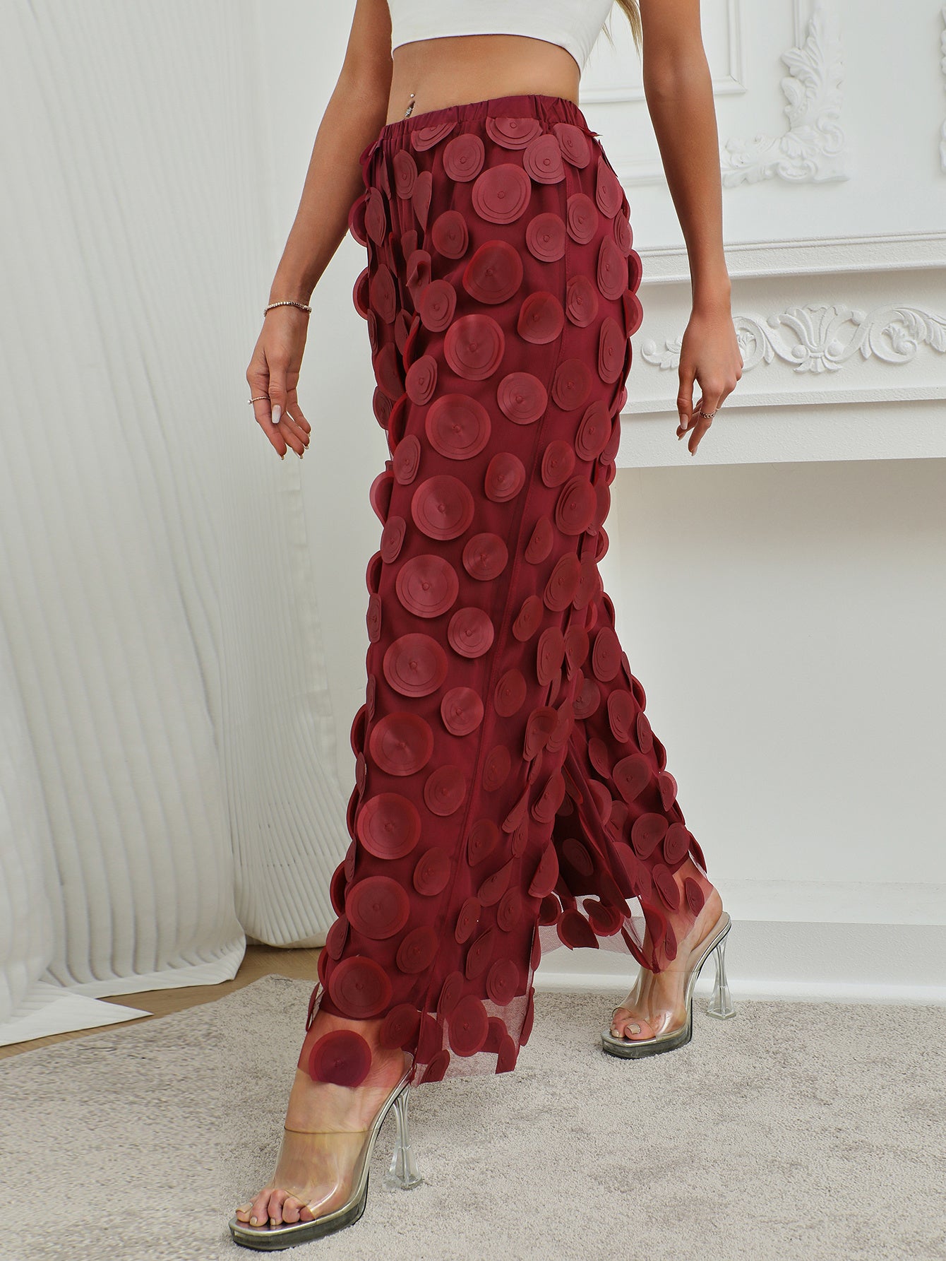 Large Burgundy Lace Dot Pants