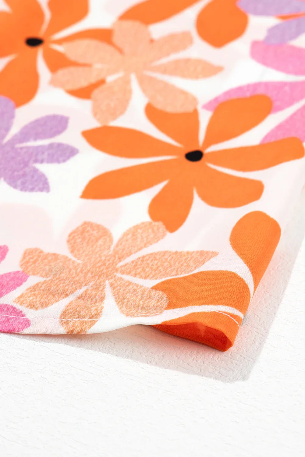 Orange Ruffled Sleeve Smocked Floral Top Bazaare Mart Tops