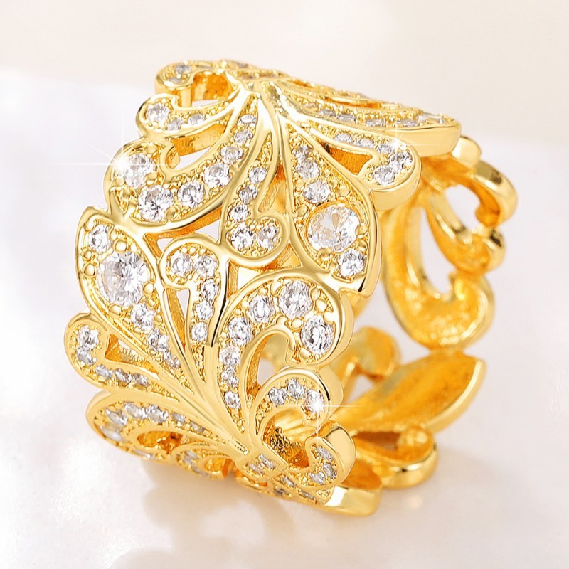 Wide Hollow Floral Rings