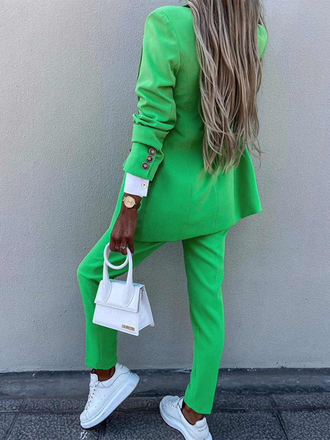 Double Breasted Lapel Collar Pants Suit