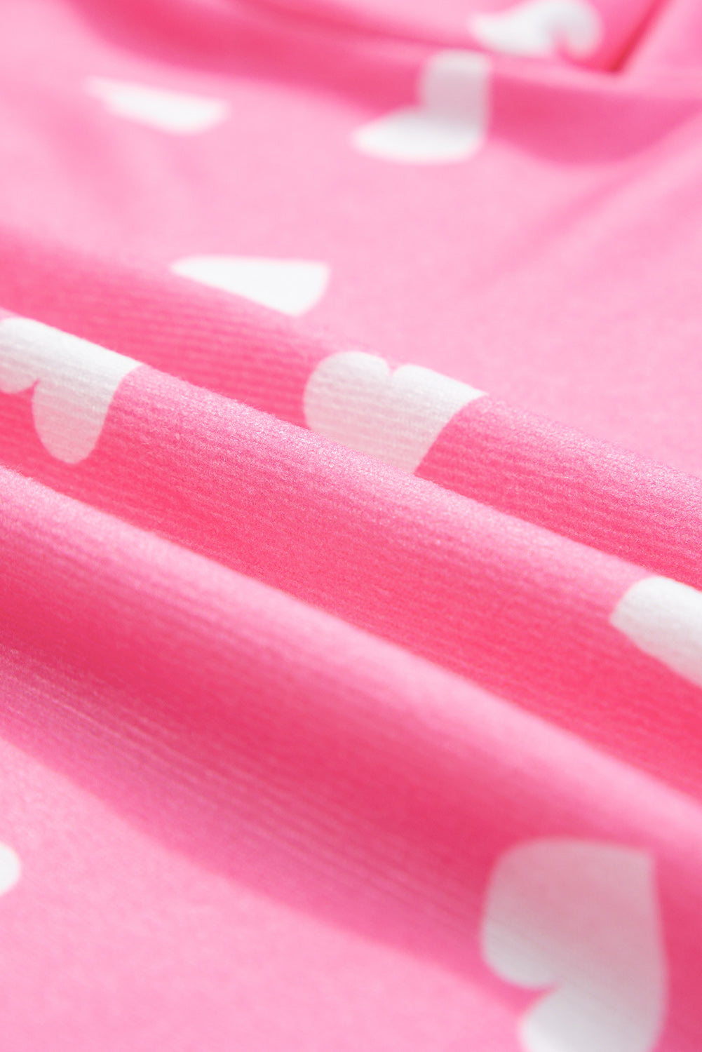 Pink Heart Print Long Sleeve Tee and Shorts Lounge Set