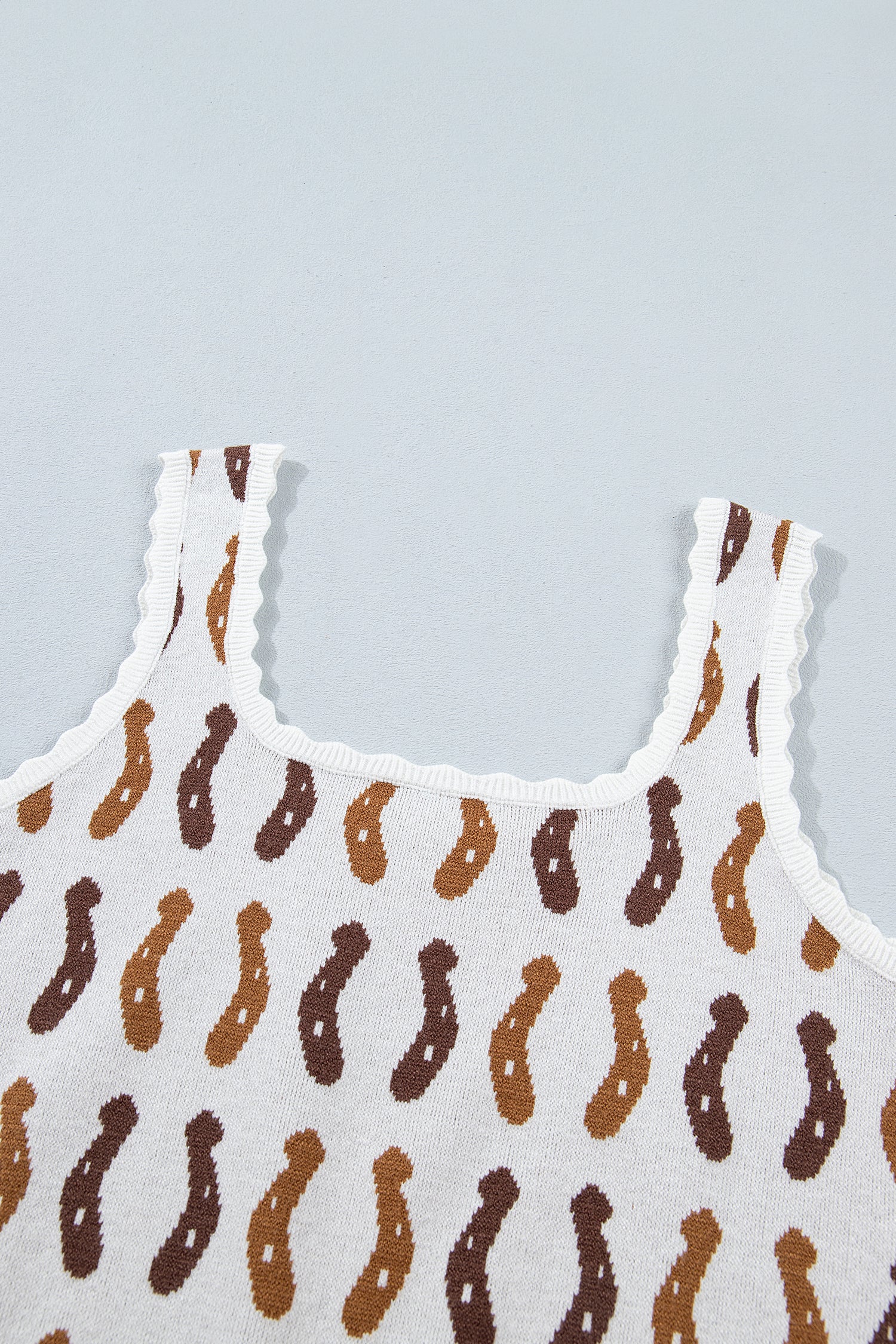 Western Leopard Horseshoe Tank Top – Scalloped Square Neck Knit Cami Dear-Lover Dropshipping Sweaters & Cardigans/Sweater Vests