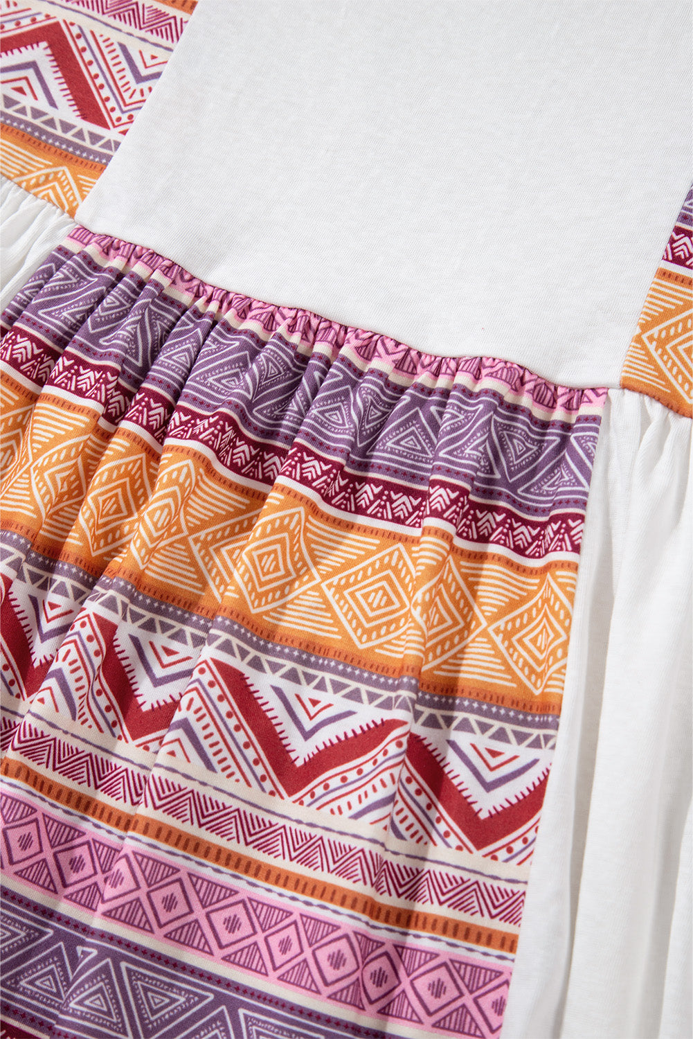 Ivory & Aztec Print Colorblock Long Sleeve Top