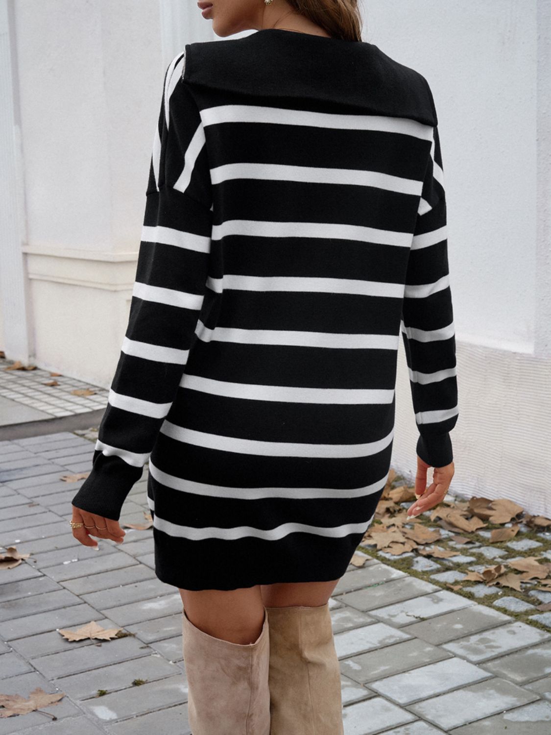 Striped Long Sleeve Sweater Dress