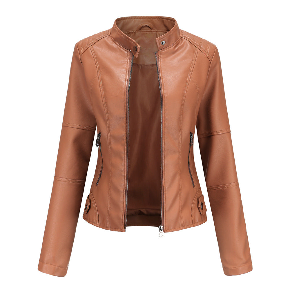 Ladies Biker Faux Leather Jacket