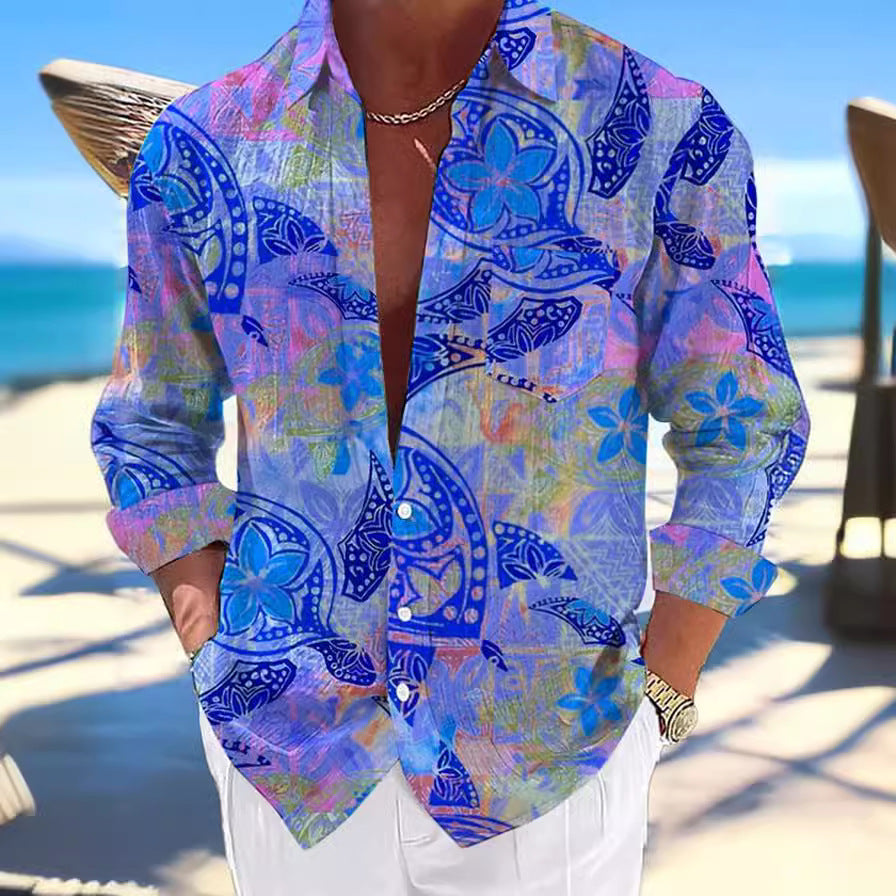 Blue Button Up Long Sleeve Shirt CJ Dropshipping Colorful Long Sleeve Button Up