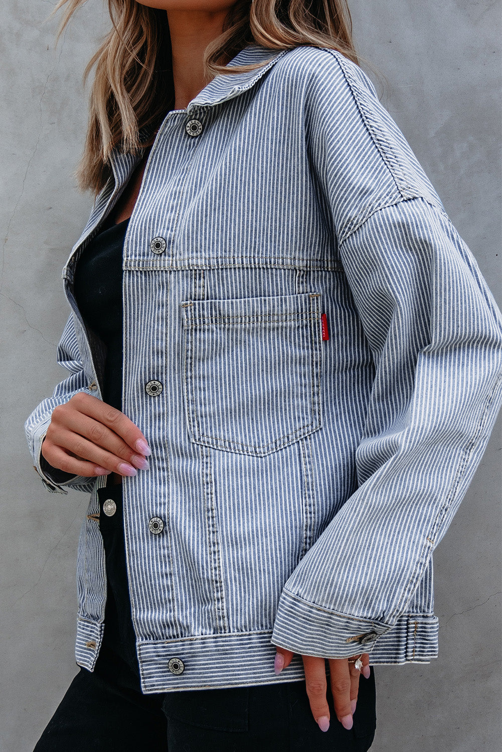 Blue Striped Denim Jacket