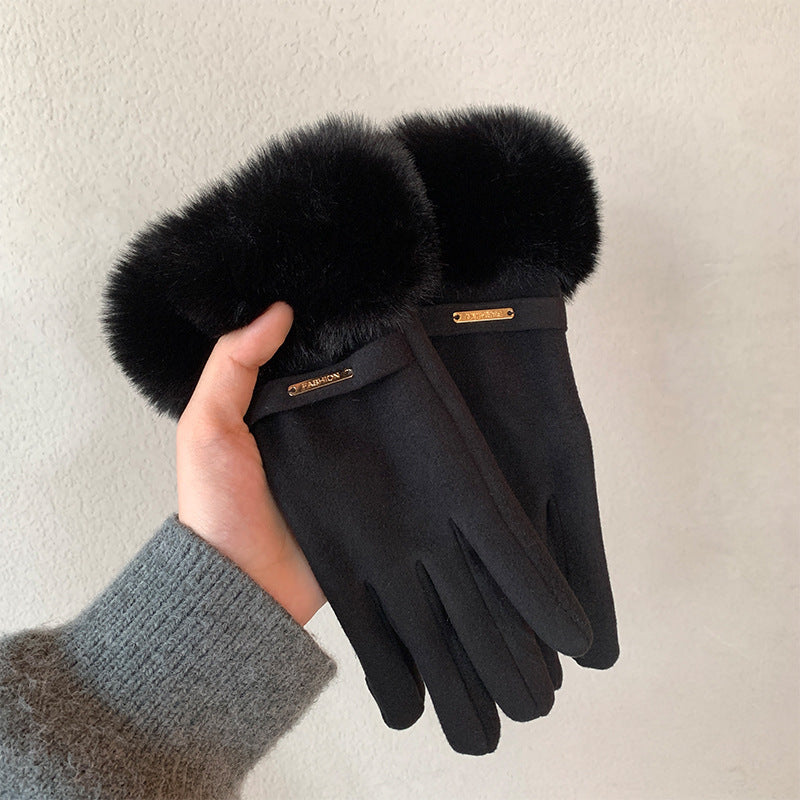 Women's Touch Screen Warm Furry Winter Fleece-lined Gloves