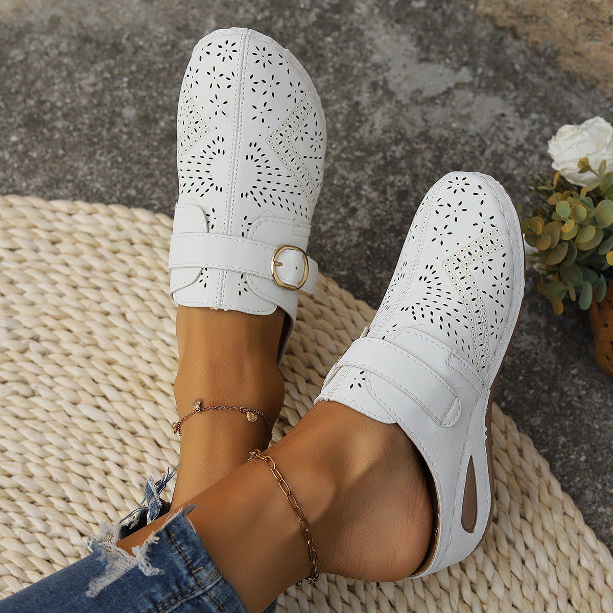 Suede Round Toe Wedge Slip On Shoes
