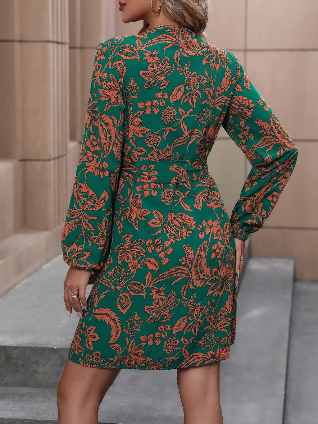 Perfee Floral Balloon Sleeve Wrap Around Dress Bazaare Mart Floral Balloon Sleeve Mini Dress