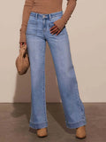 High Rise Front Pocket Patch Wide Leg Jeans Light Bazarre Mart High Rise Front Pocket Patch Wide Leg Jeans