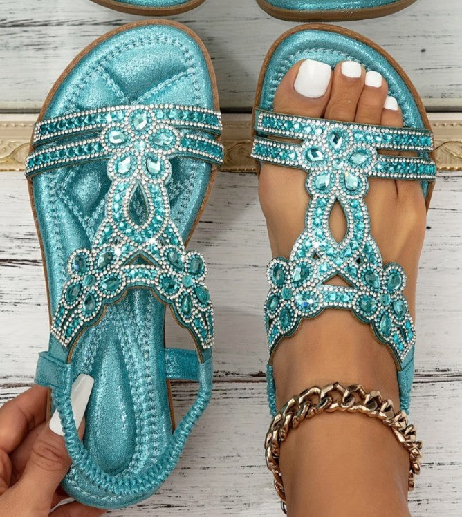 Rhinestone Flower Sandals