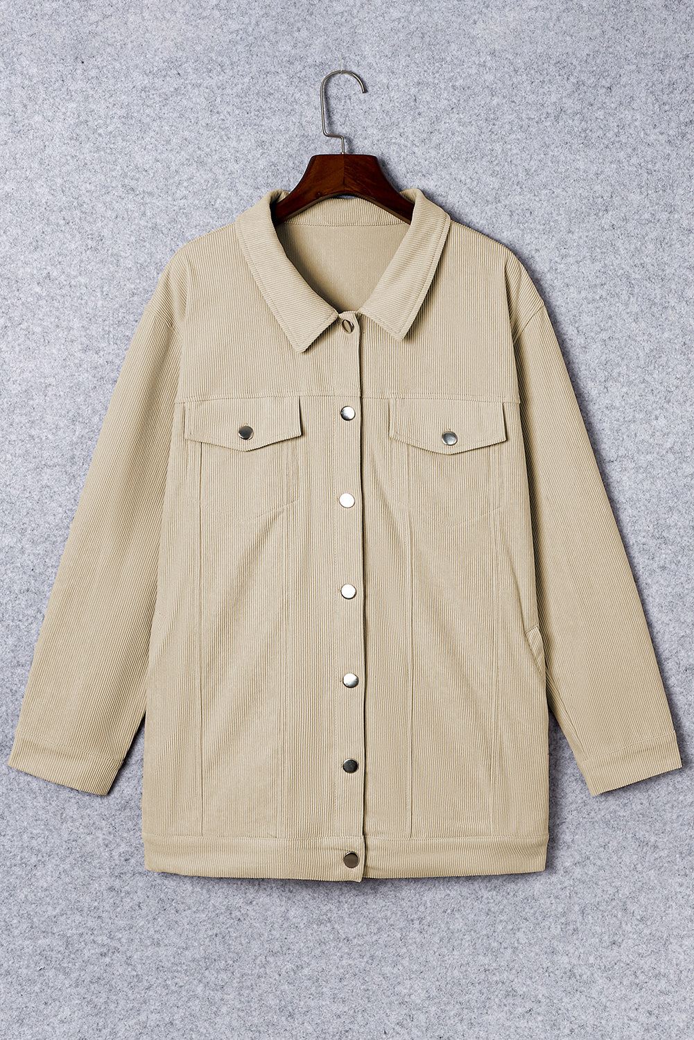 Khaki Plus Size Corduroy Jacket