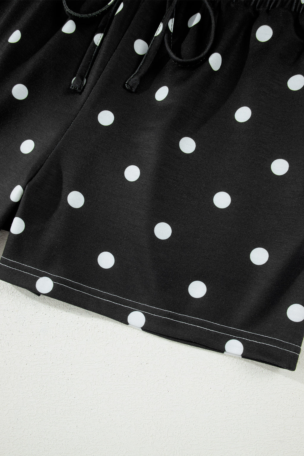 Women’s Polka Dot Shorts Set – Exposed Seam Tee & Drawstring Shorts Outfit Dear-Lover Dropshipping Two Piece Sets/Short Sets