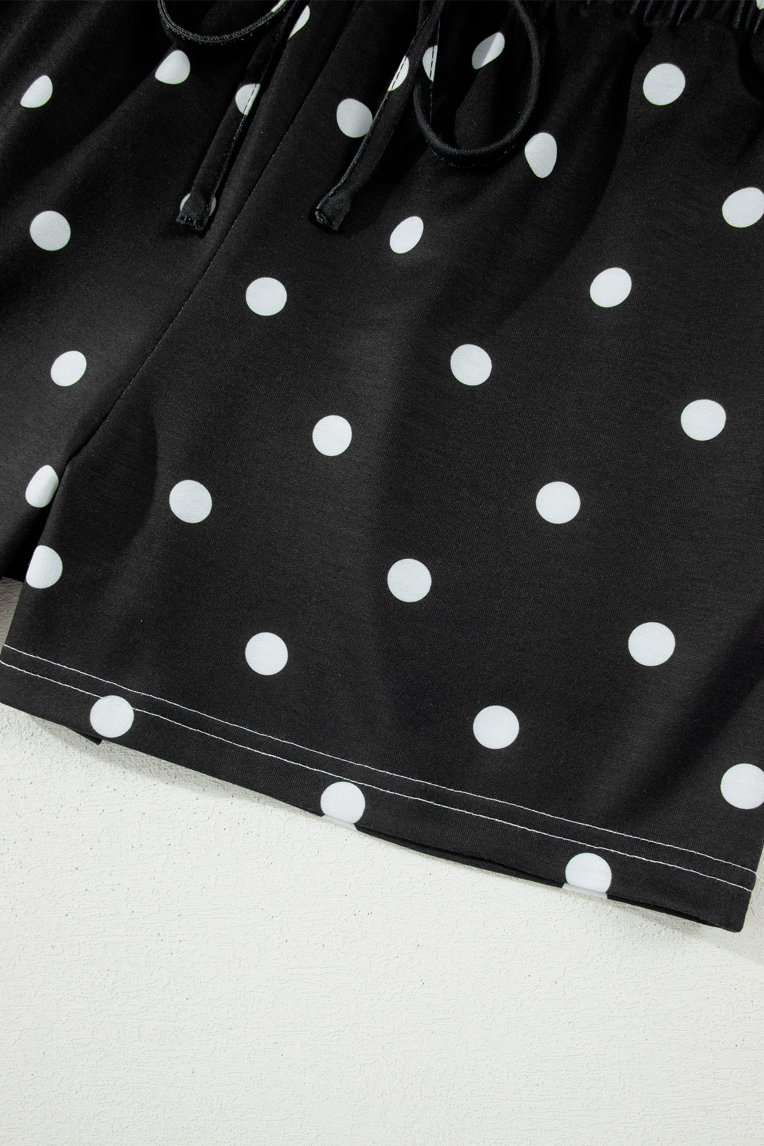 Women’s Polka Dot Shorts Set – Exposed Seam Tee & Drawstring Shorts Outfit Dear-Lover Dropshipping Two Piece Sets/Short Sets