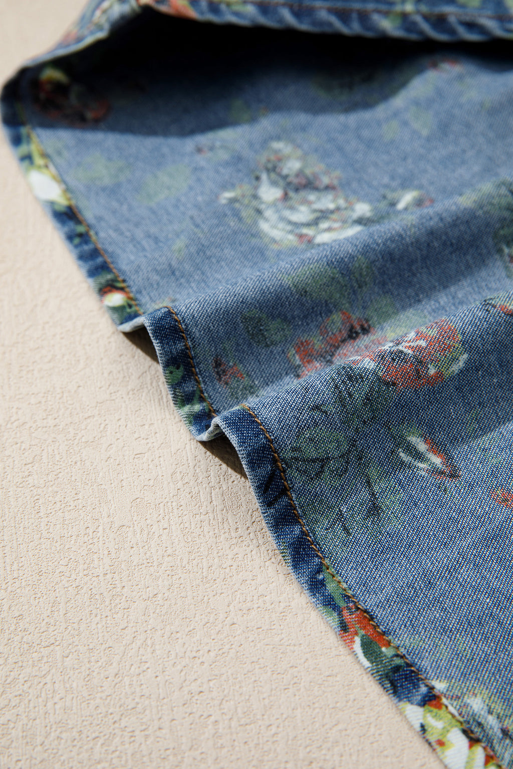 Ashleigh Blue Floral Denim Top – Ruffle Sleeve Washed Denim Blouse Dear-Lover Dropshipping Tops/Tops & Tees