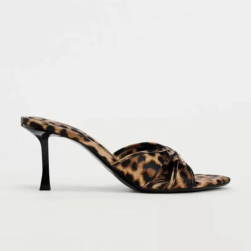 Bow Leopard Kitten Heel Sandals Bazaare Mart Bow Leopard Kitten Heel Sandals