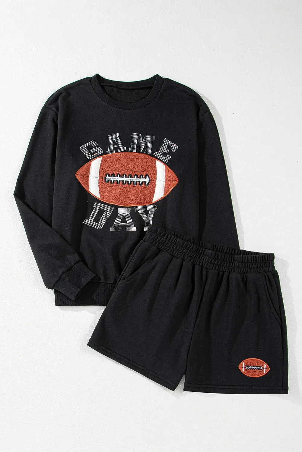 GAME DAY Football Round Neck Long Sleeve Top and Shorts Set Bazaare Mart Football Shorts Set