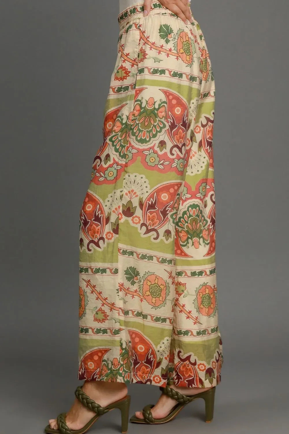 Umgee Wide Leg Border Print Pants Bazarre Mart Umgee Full Size Wide Leg Border Print Pants