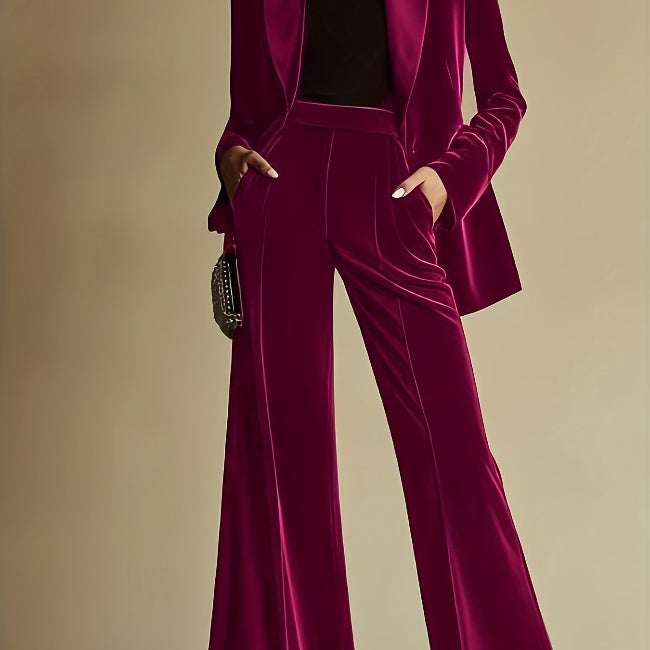 Magenta velvet pants suit 