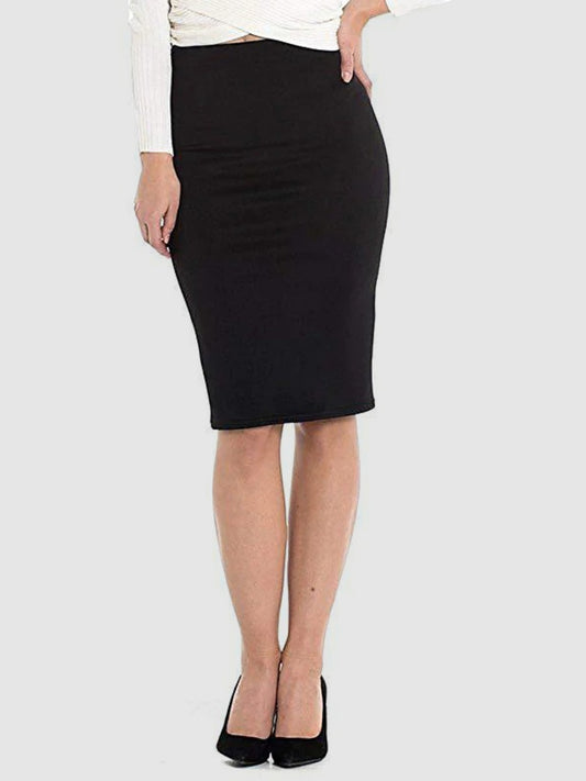 Black High Waist Wrap Pencil Skirt