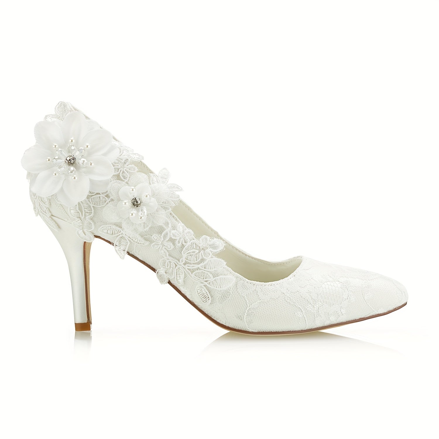 White Flower Wedding High Heels
