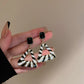 B&W Retro Striped Earrings Triangle Bazaare Mart B&W Striped Enamel Hoops