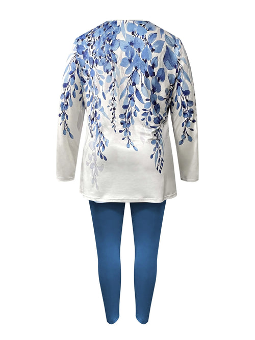 Blue Floral Two-piece Pants Set Bazaare Mart Blue Floral Two-piece Pants Set