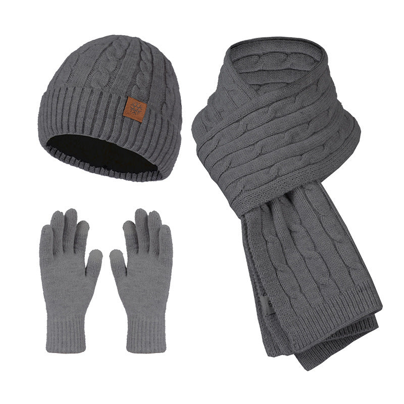 Men's Alpaca Winter Scarf Hat Gloves Set