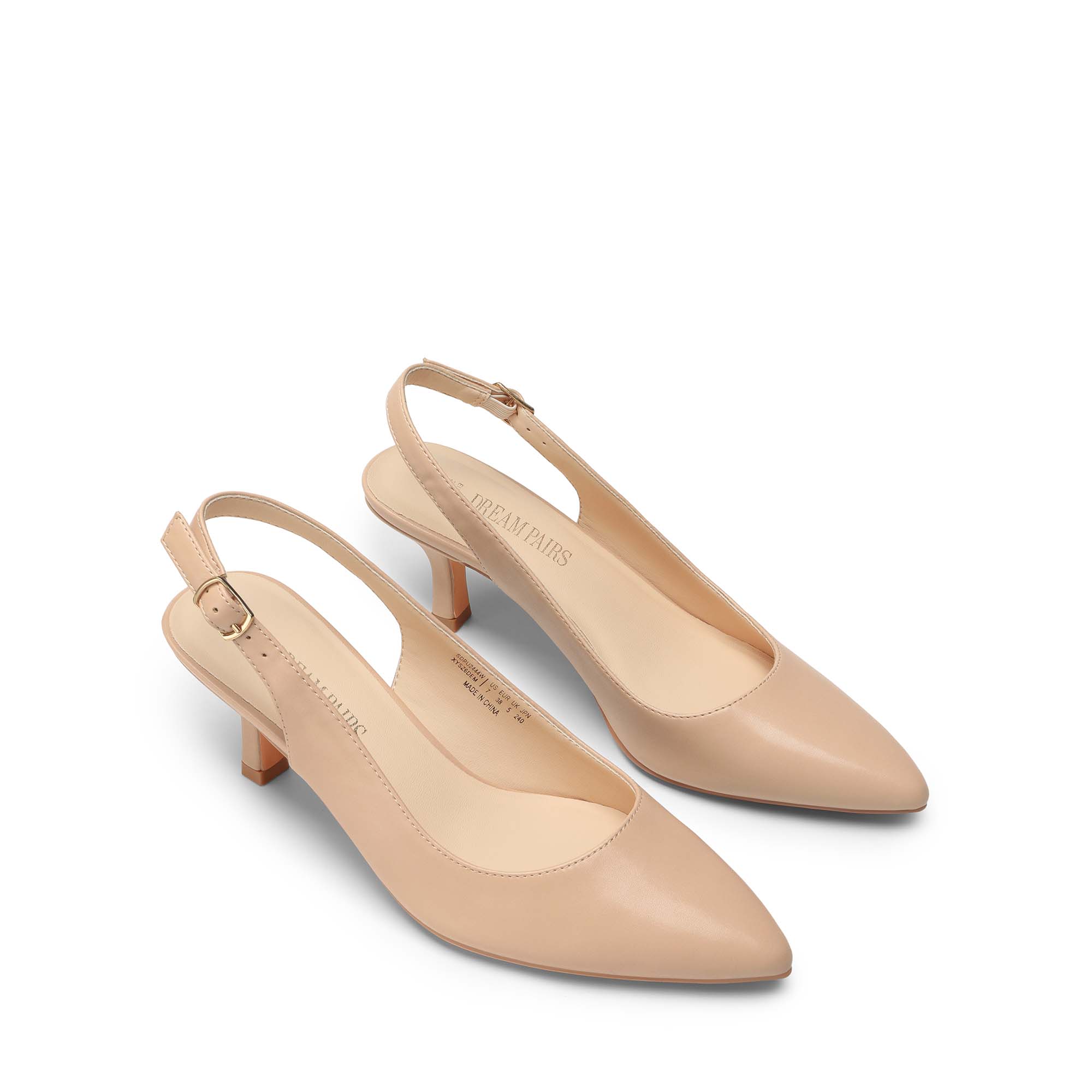 Pointed Toe Low Heel Slingback Kitten Heels