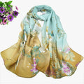Printed Chiffon Scarf For Women Light green Bazaare Mart Scarves