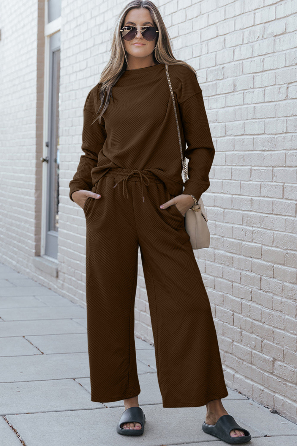Wide Leg Sweat Pants Set