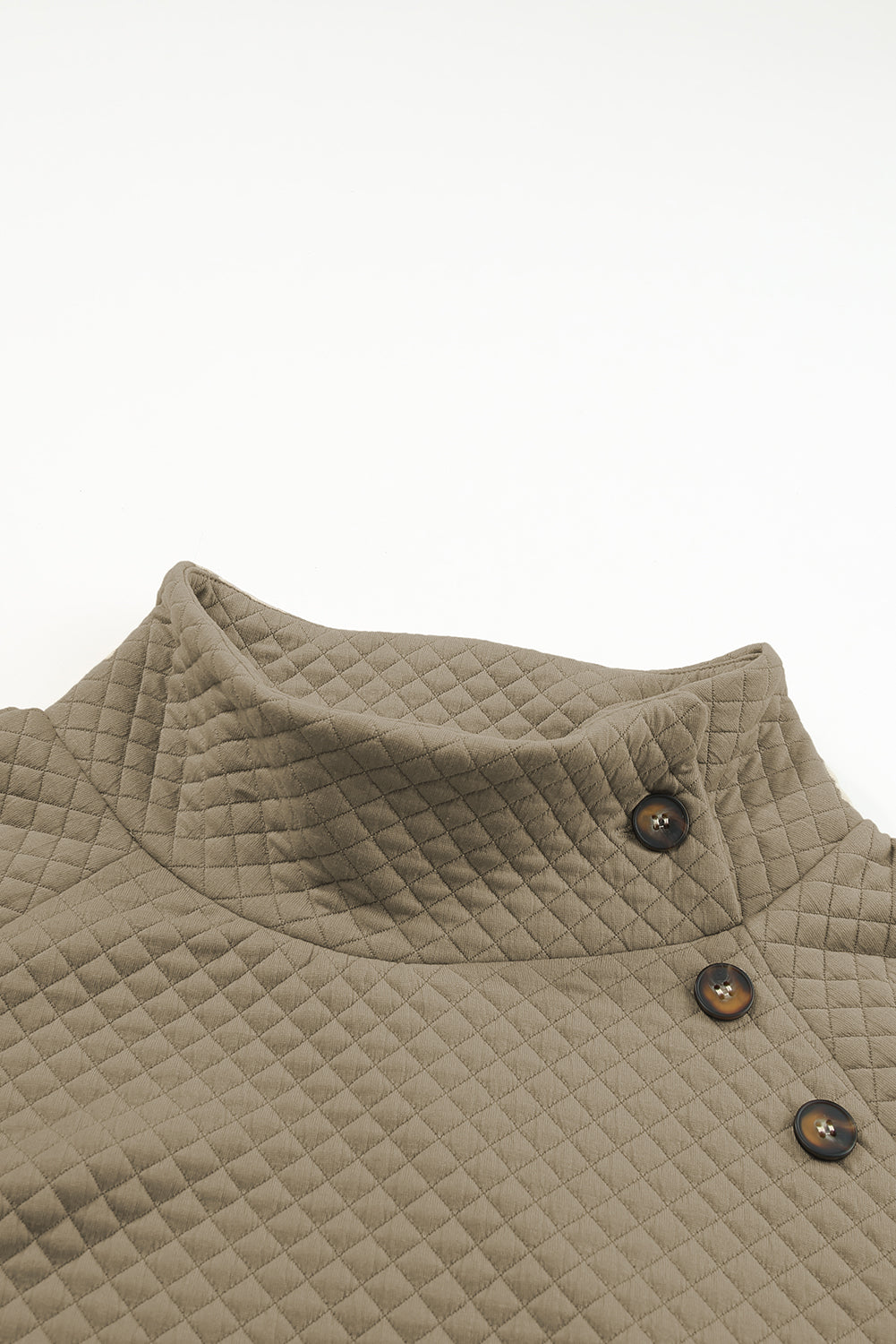 Solid Half Zipper Quilted Pullover Sweatshirt